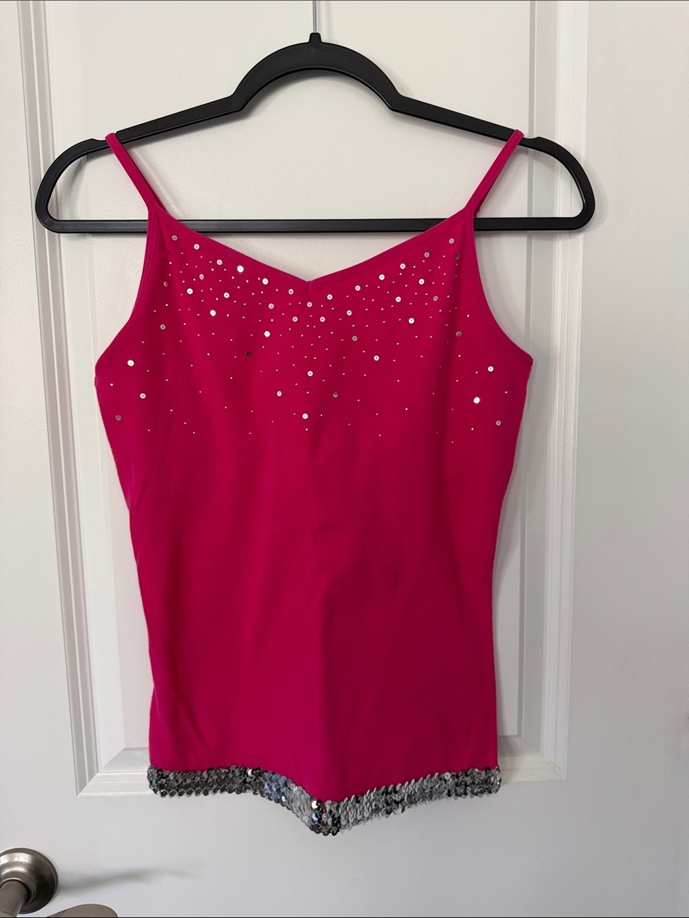 Limited Too Women's Hot Pink Sequin Trim Cami Tank Top